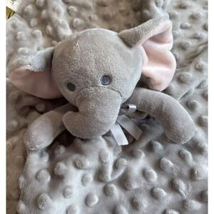 Crevent Grey Gray‎ Elephant Cozy Plush Baby Security Blanket Lovey Lovie Toy